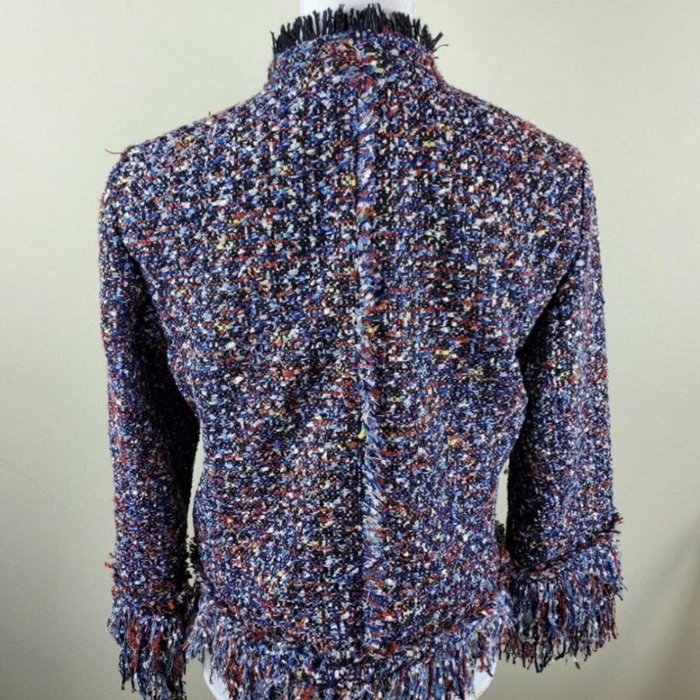 Ann Taylor Confetti Tweed Fringe Jacket Blazer XS - Picture 8 of 11